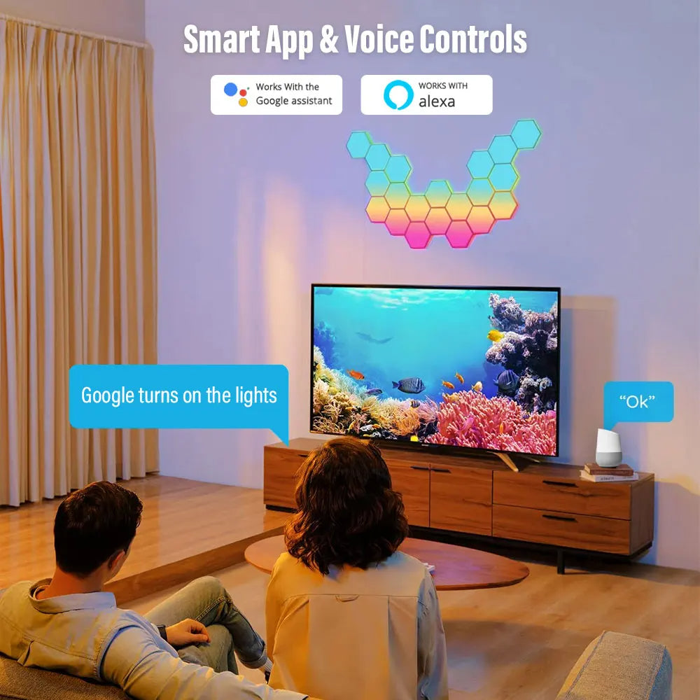 RGB Bluetooth LED Sechseck-Wandleuchte für den Innenbereich