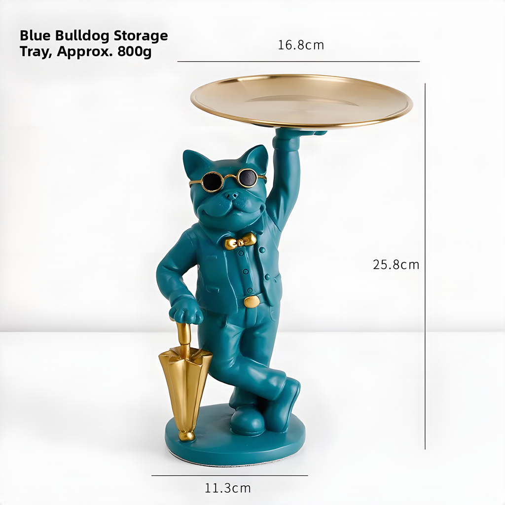 Green Bulldog Storage Tray Figurine