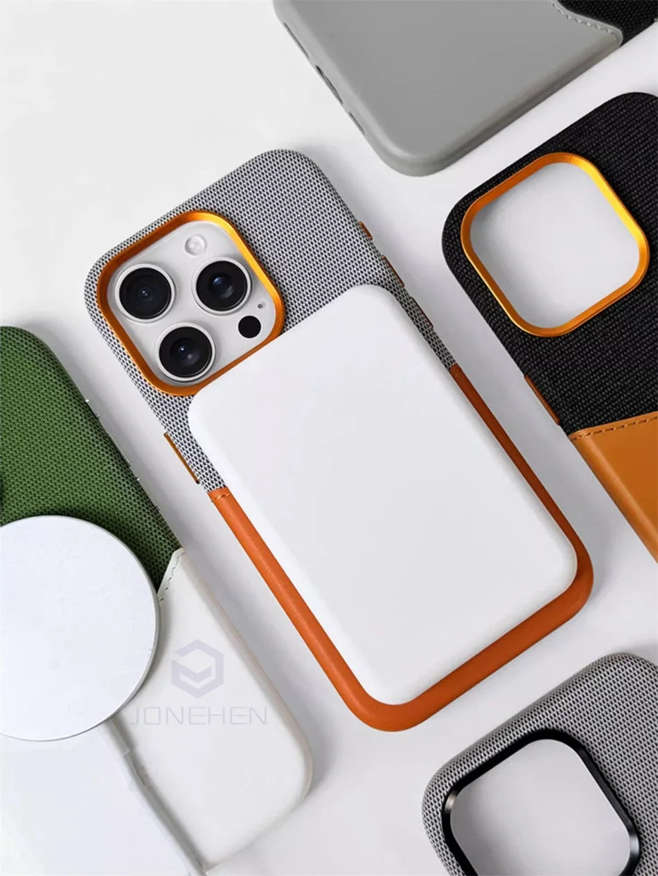 Magnetische Lederhülle mit Kartenhalter für iPhone