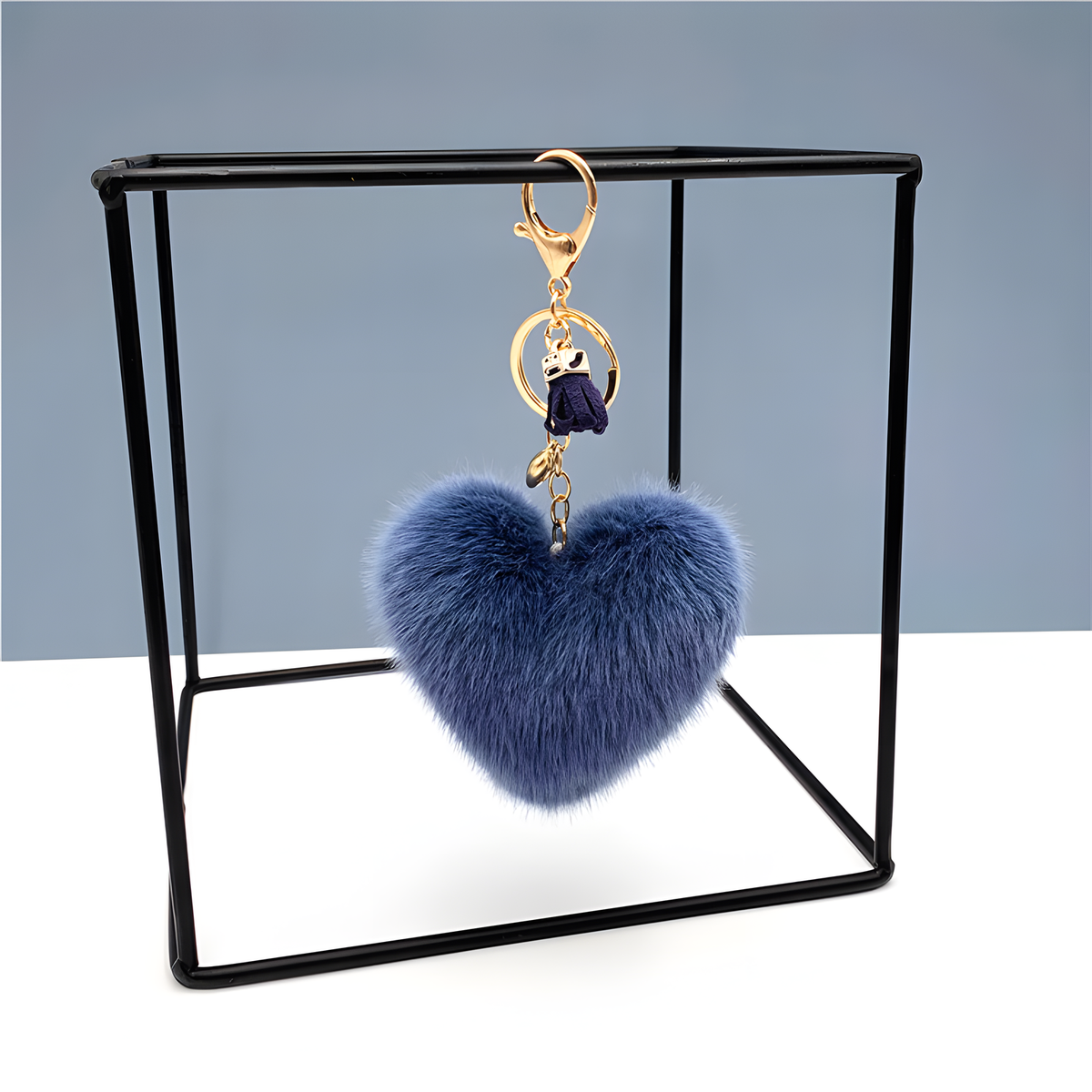 Fluffy Heart Tassel Key Charm