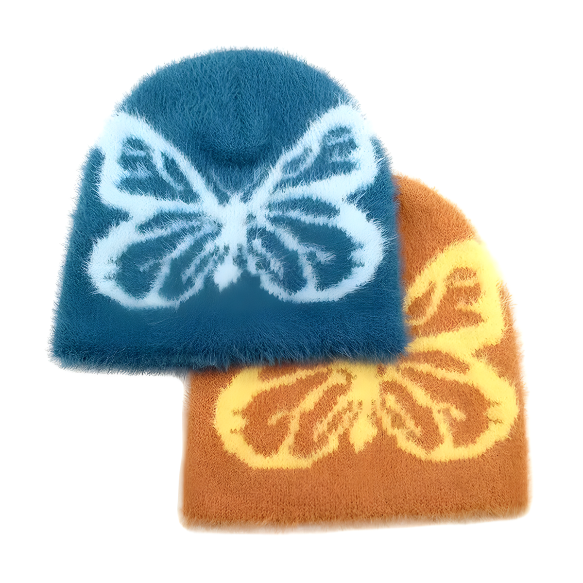 Fuzzy Butterfly Knit Beanie