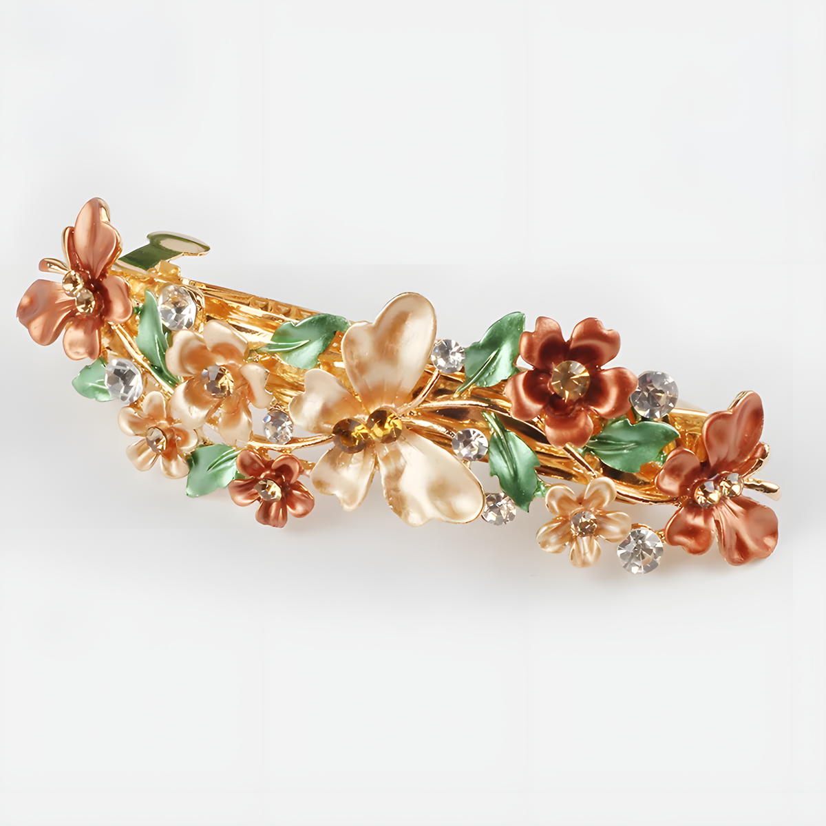 Enamel Flower Rhinestone Barrette