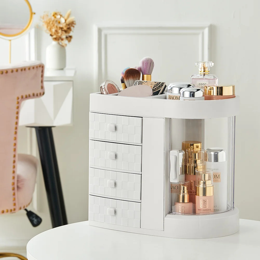 Rotating Makeup Organizer With Drawers