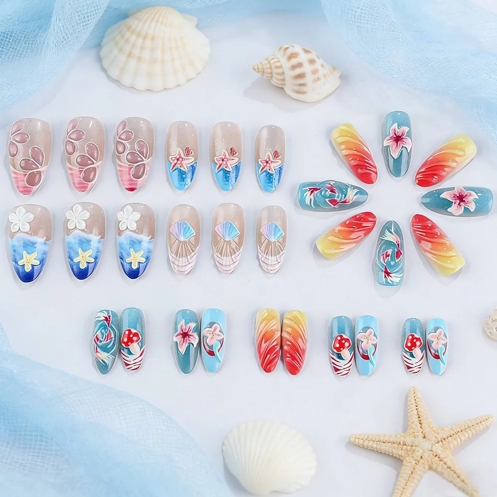 3D Ocean Press On Nails