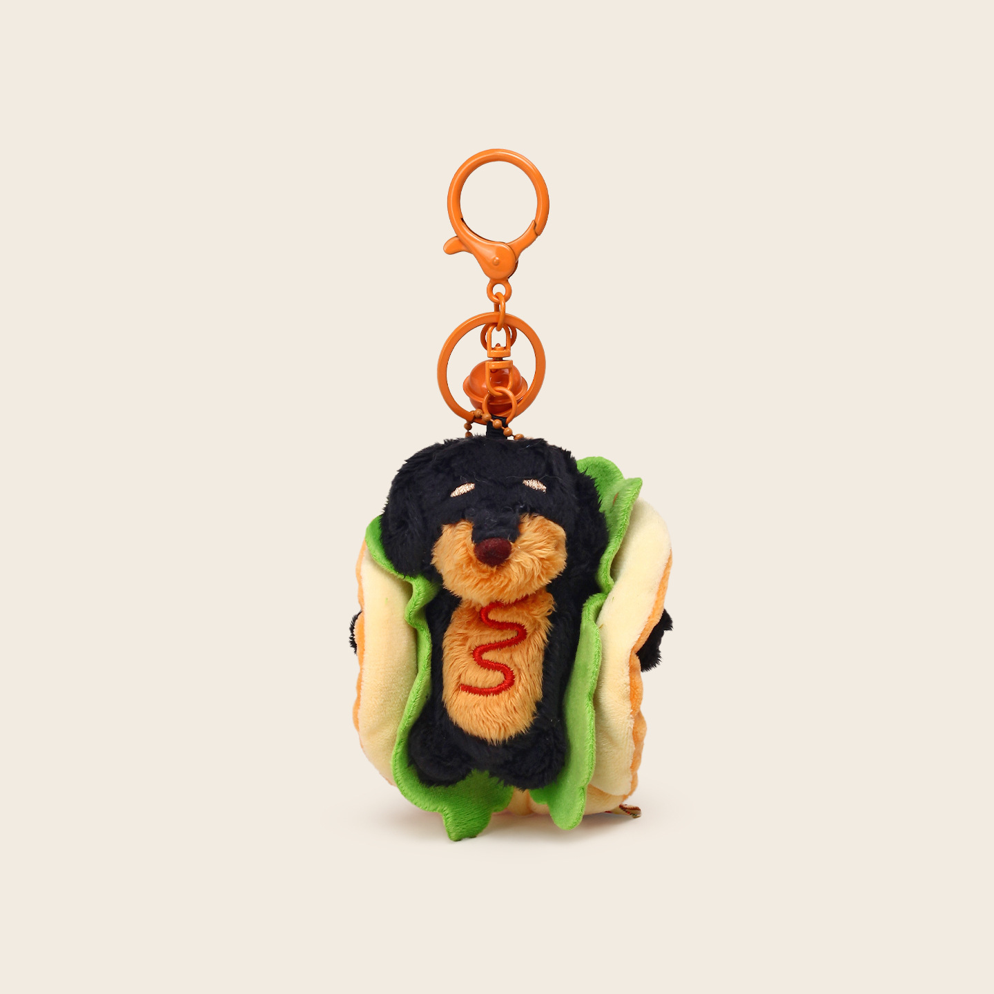 Dachshund Hot Dog Plush Keychain