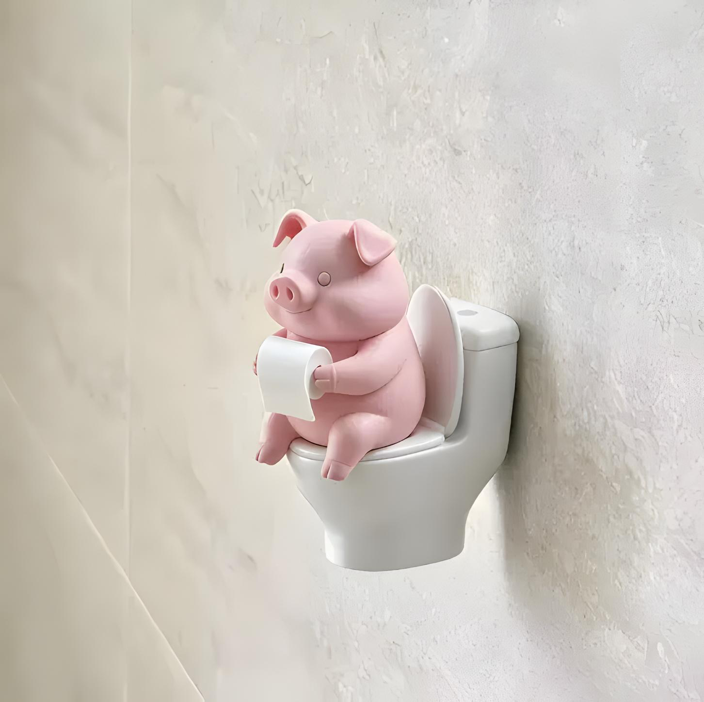 Pig Toilet Paper Holder Ornament