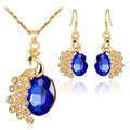 Peacock Rhinestone Earrings & Necklace Jewelry Set