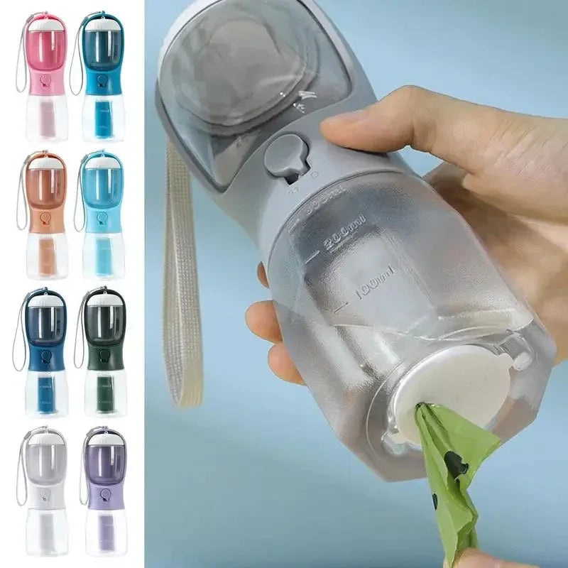 Dog Water Cup Drinking Food Garbage Bags Compartment Three-In-One Portable Small Multi-Functional Pet Water Bottle