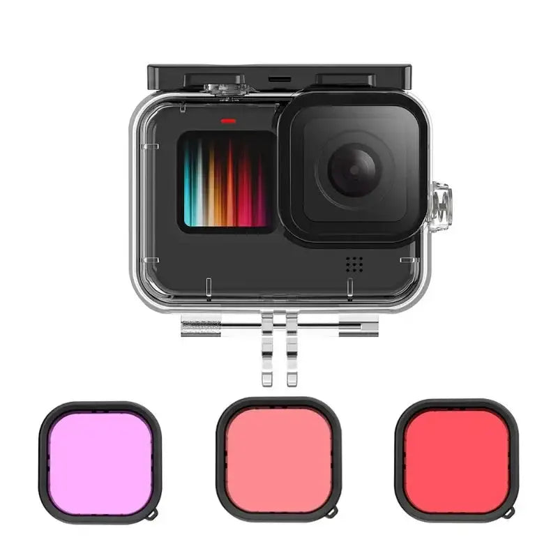 Telesin Färgfilter Röd + Ljusröd + Lila till Hero13/12/11/10/9 Black i vattentätt skal - Paket