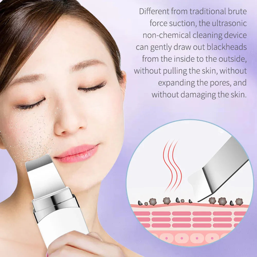 Ultrasonic Peeling Beauty Instrument Facial Scrubber Cleaner