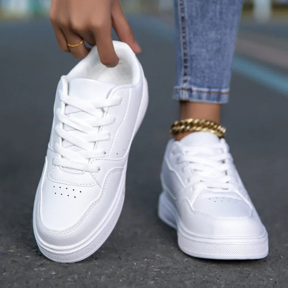 Breathable White Korean Casual Sneakers