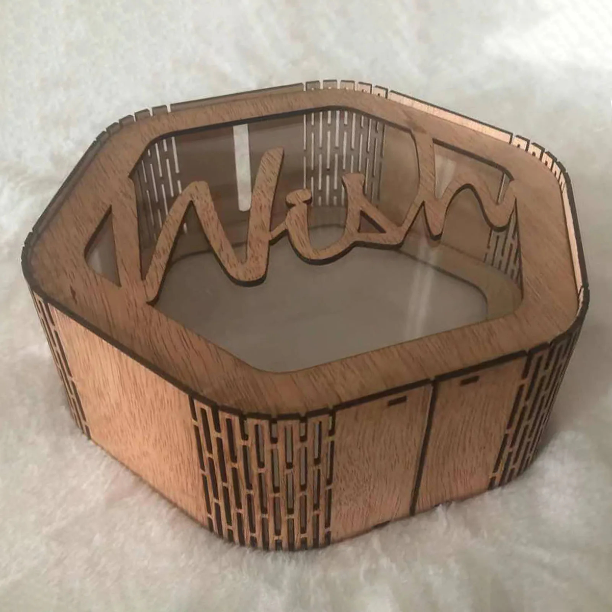 Hexagonal Wooden Wish Card Box