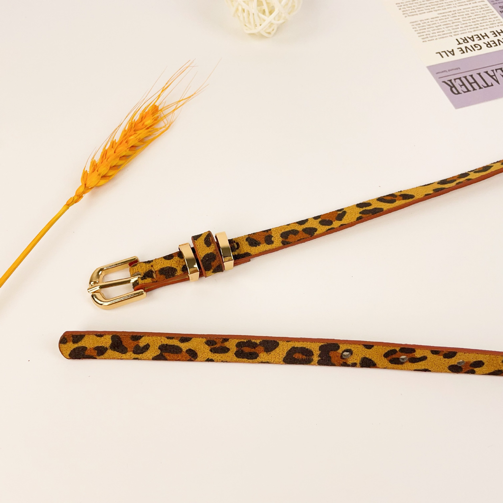 Slim Leopard-Print Buckle Belt