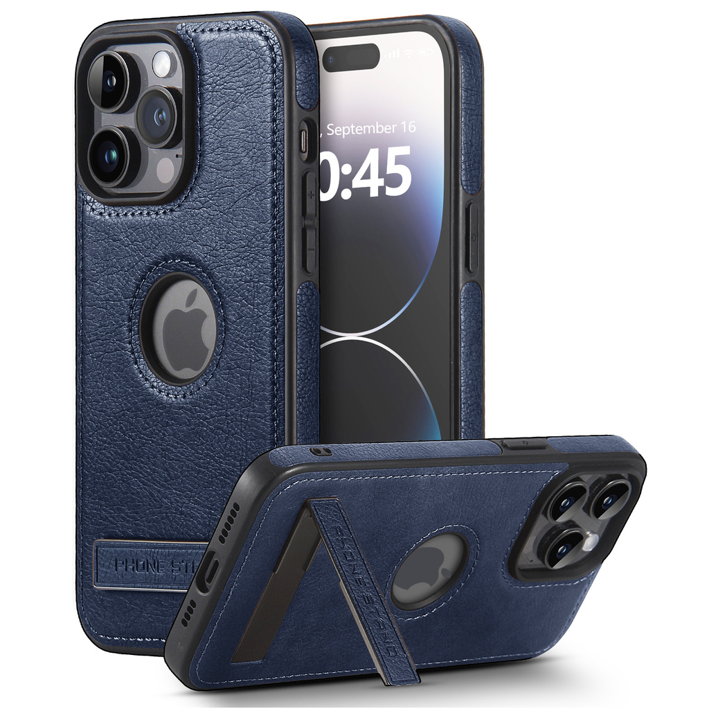 Leather-Texture Stand Case for iPhone 15 Pro Max
