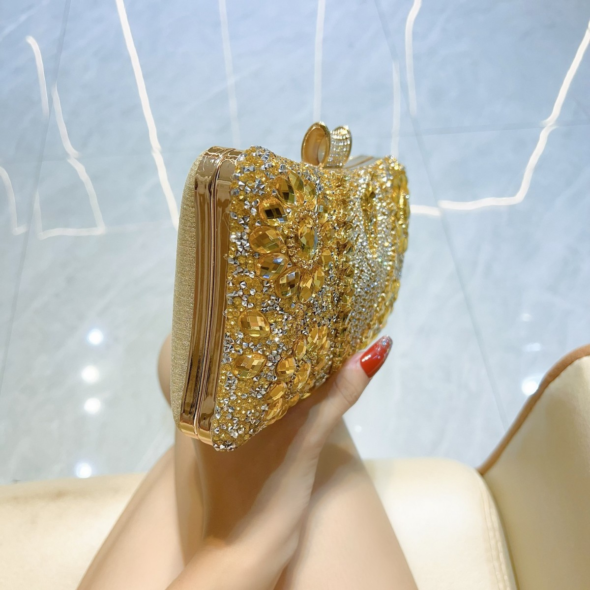 Floral Rhinestone Clutch