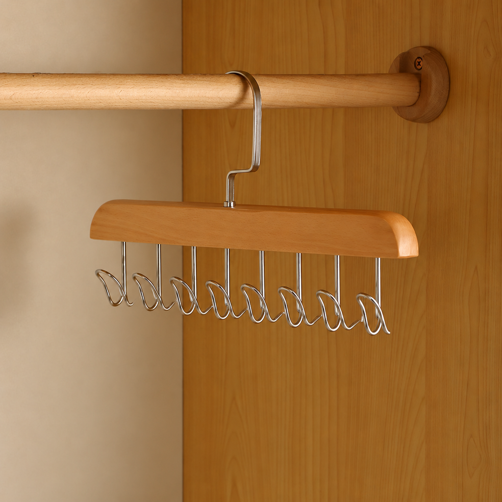 Rotating Wooden Multi-Hook Hanger