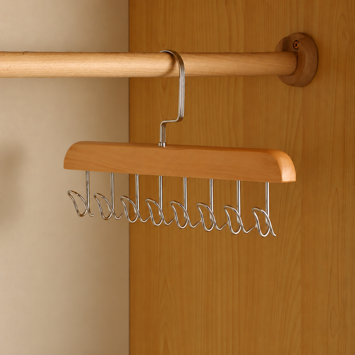 Rotating Wooden Multi-Hook Hanger