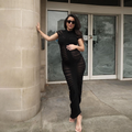 Ruched Short-Sleeve Midi Dress