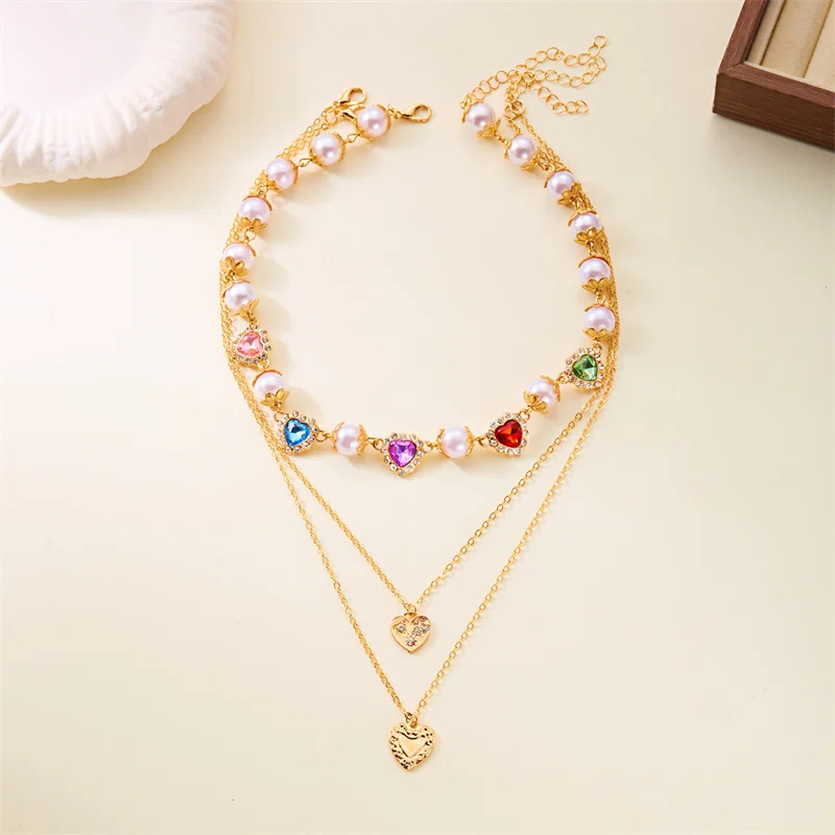 Colorful Heart Pearl Necklace