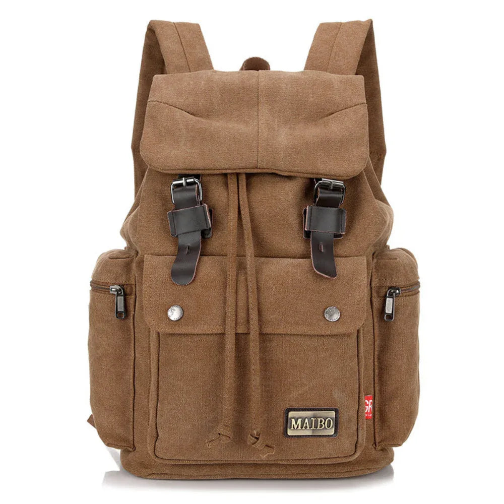 Men And Women Breathable Large Capacity Multiple Pockets Canvas Backpack For Travelling Camping & Hiking