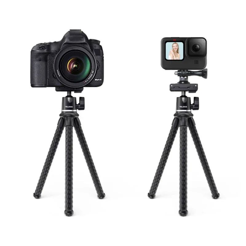 Telesin Tripod flexibelt 360 grader kulledshuvud 1/4" skruv / Mobilhållare / Tillbehörssko - Bläckfisk