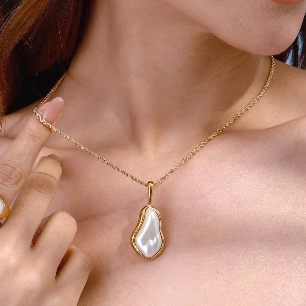 Stainless Steel Pearl Necklace For Women