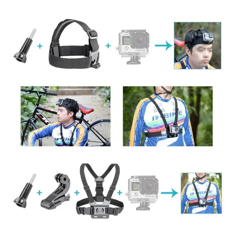 50 i 1 tillbehörskit / 50 tillbehör GoPro / stor förvaringsväska