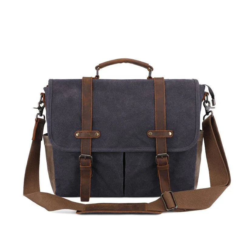 Fashionable Personality Men's Oil Wax Canvas Fabric Shoulder Bag