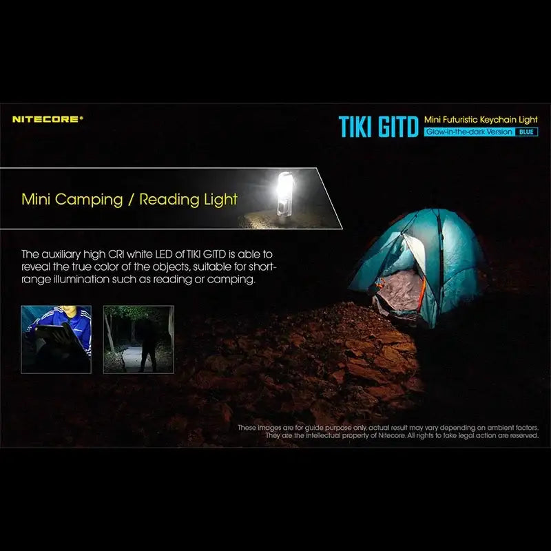 Nitecore TIKI GITD Blue Nyckelringslampa USB-C - 300lm
