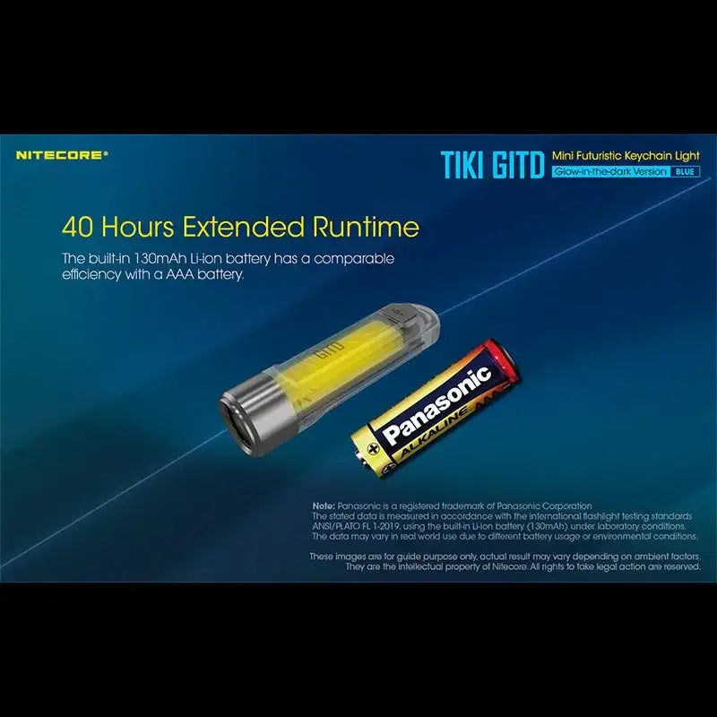 Nitecore TIKI GITD Blue Nyckelringslampa USB-C - 300lm