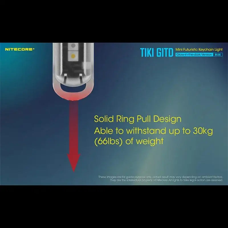 Nitecore TIKI GITD Blue Nyckelringslampa USB-C - 300lm