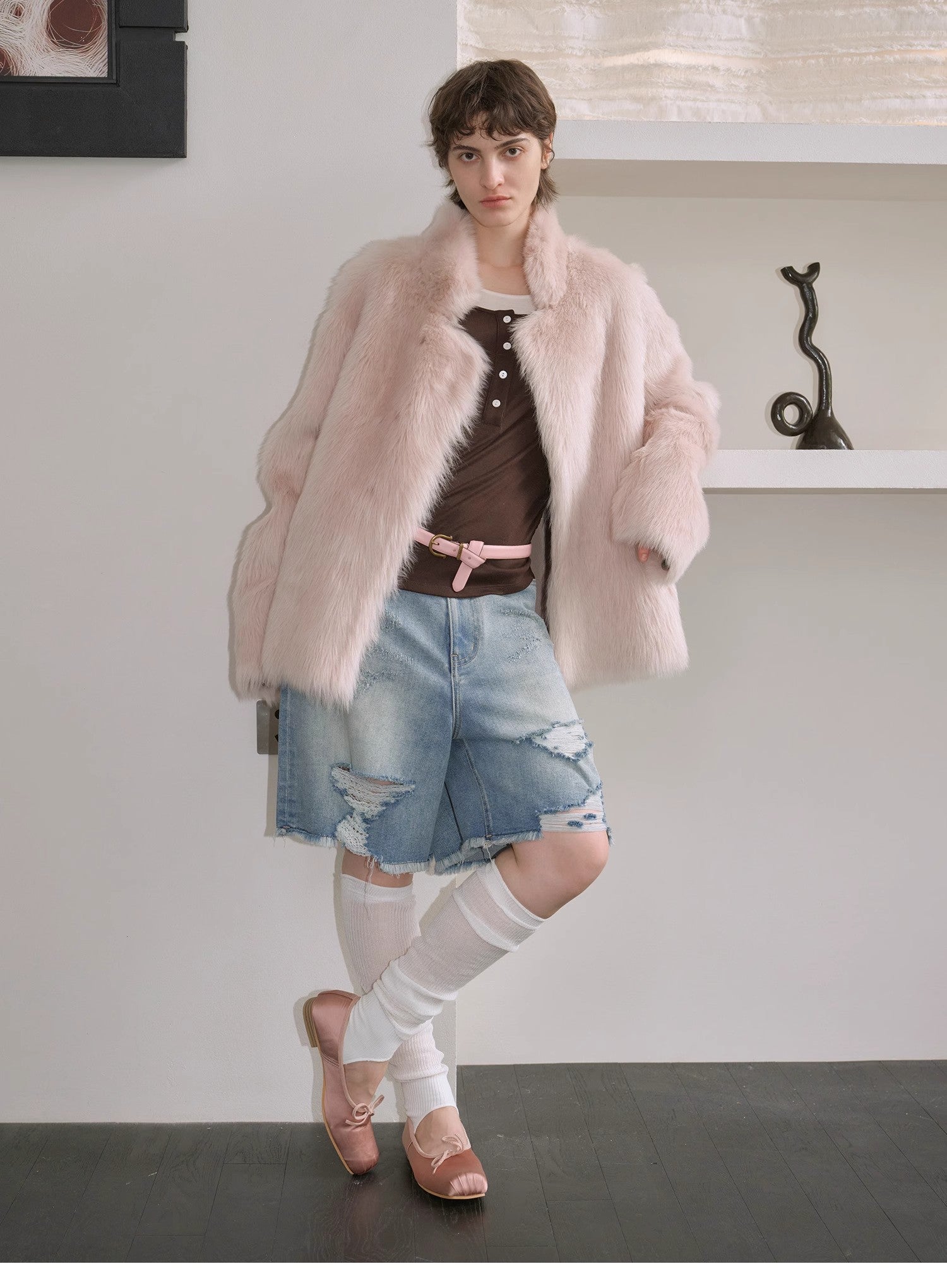 "Heartbeat Mark" Tuscany sheepskin women's short fur coat