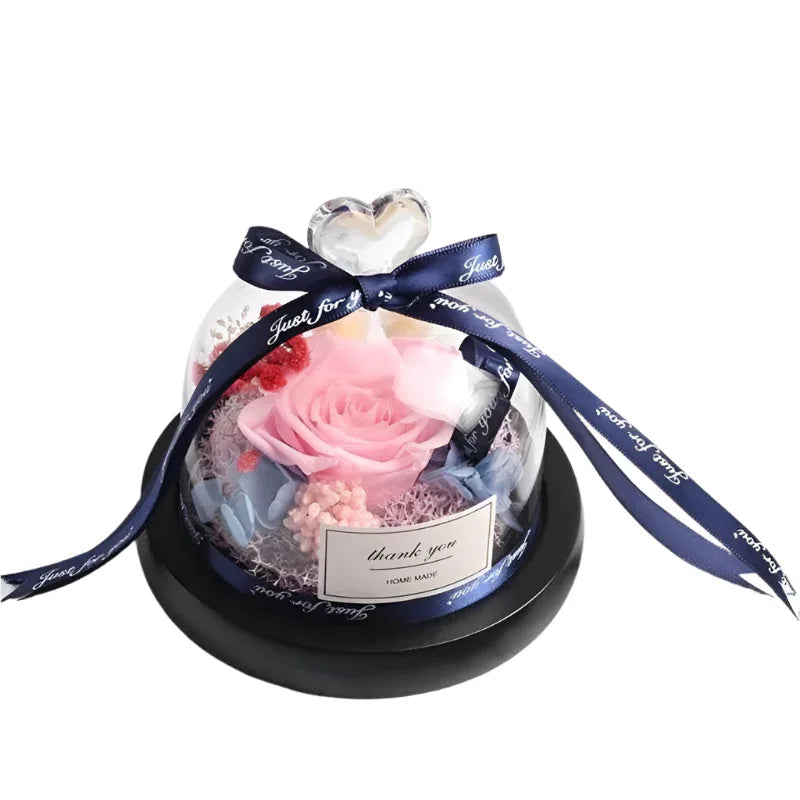 Romantic Flowers Home Decor Rose With LED Glass Valentine's Day Couples Gift