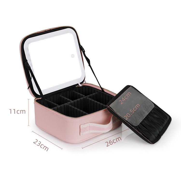 Kosmetiktasche mit LED-Licht und Vollbildspiegel