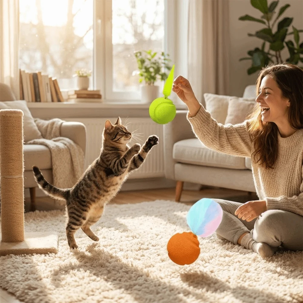 2x Squeaky Cat Ball Toy