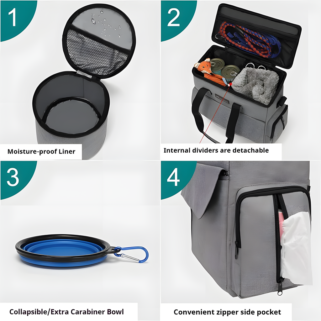 Pet Travel Bag with Bowls