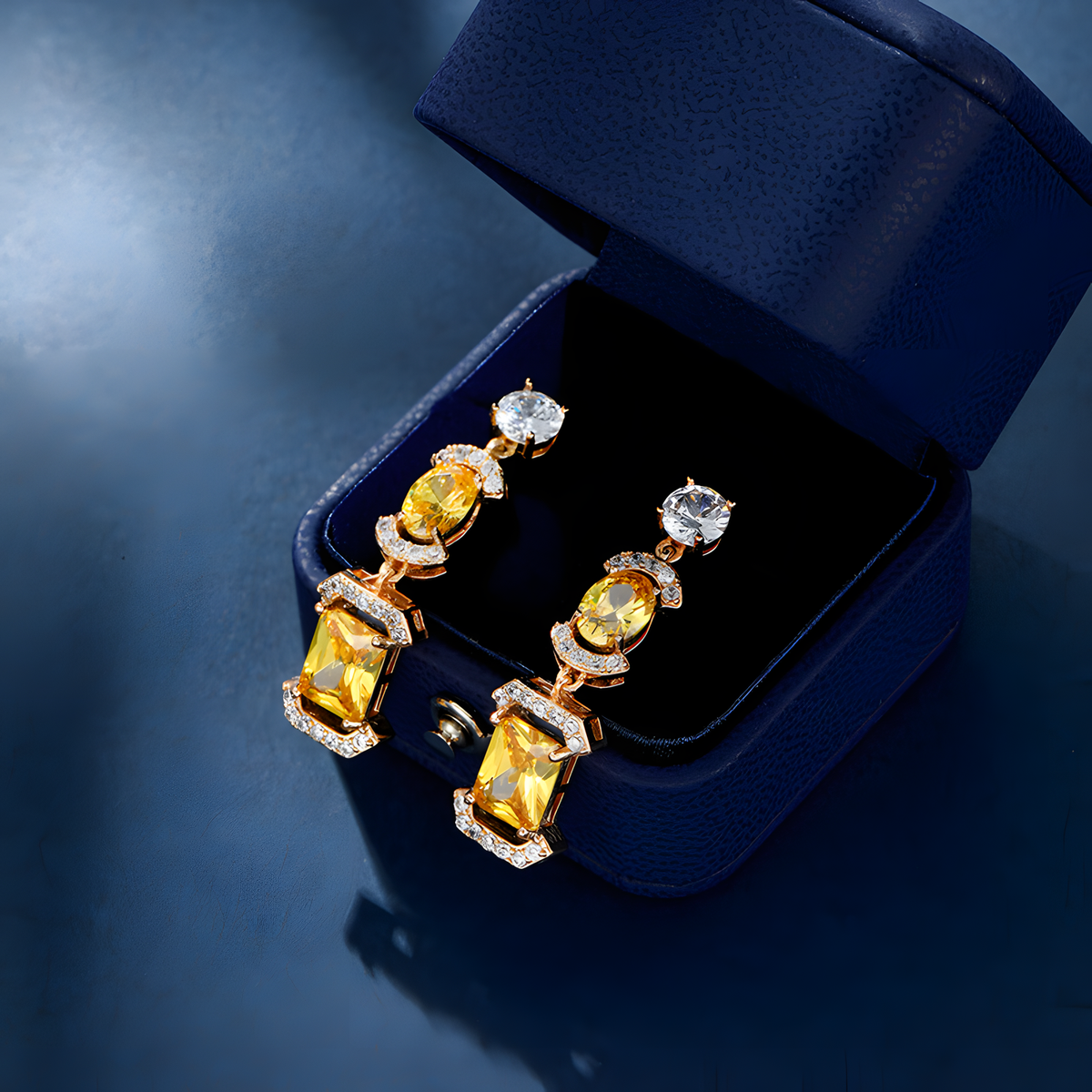 Gold-Tone Gemstone Necklace and Earring Set