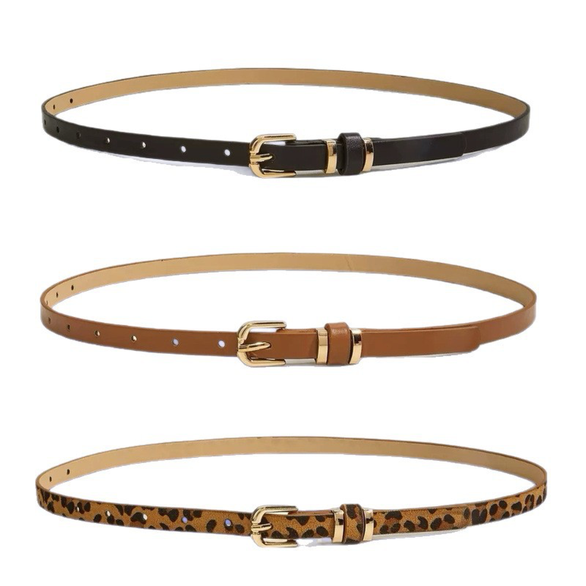 Slim Leopard-Print Buckle Belt