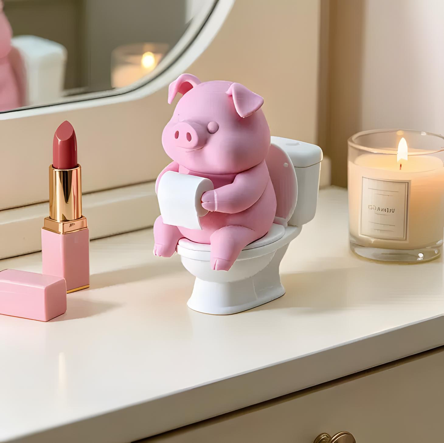 Pig Toilet Paper Holder Ornament