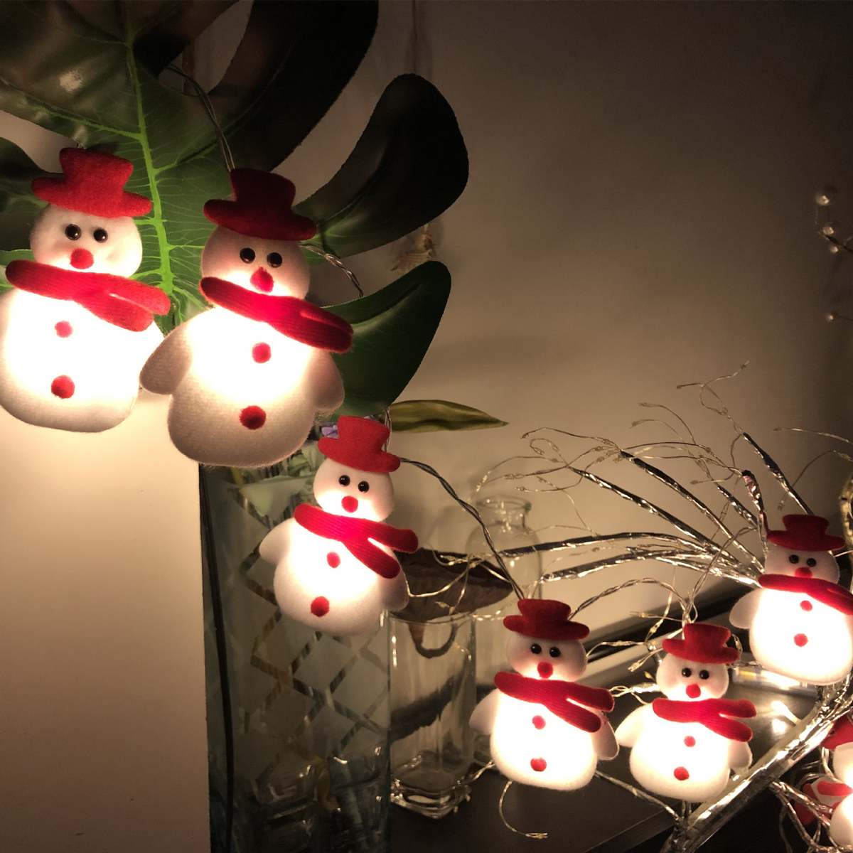 Snowman and Reindeer Christmas String Lights