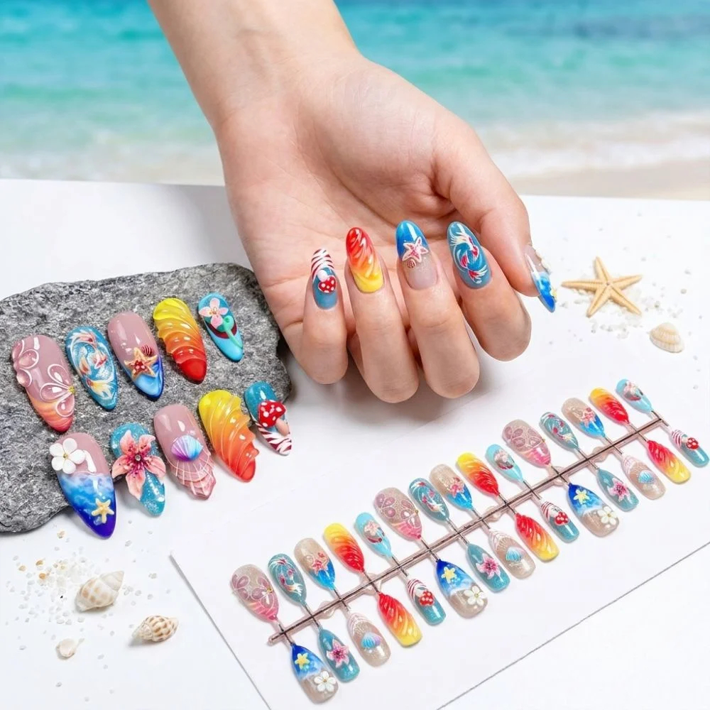 3D Ocean Press On Nails