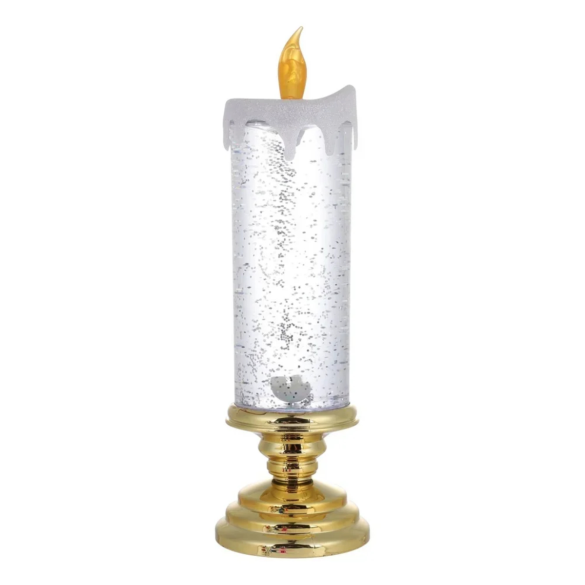 LED Glitter Candle with Pedestal Base