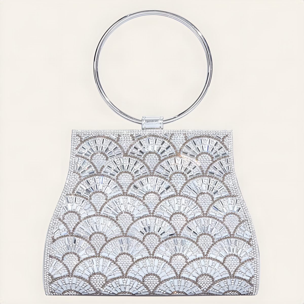 Rhinestone Ring-Handle Evening Bag