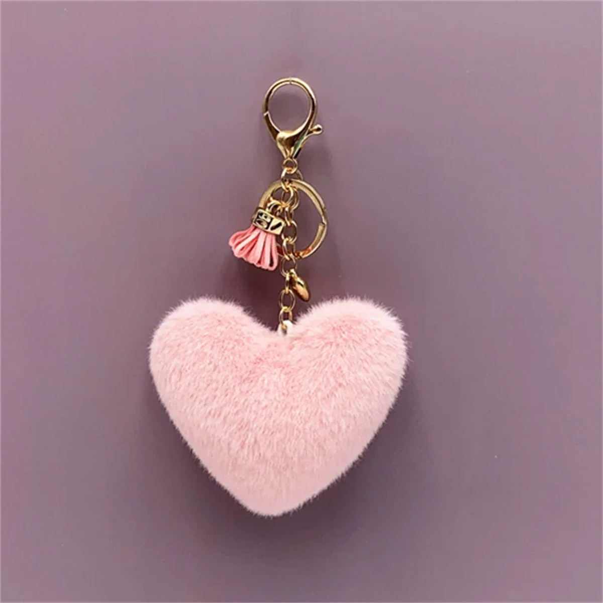 Fluffy Heart Tassel Key Charm