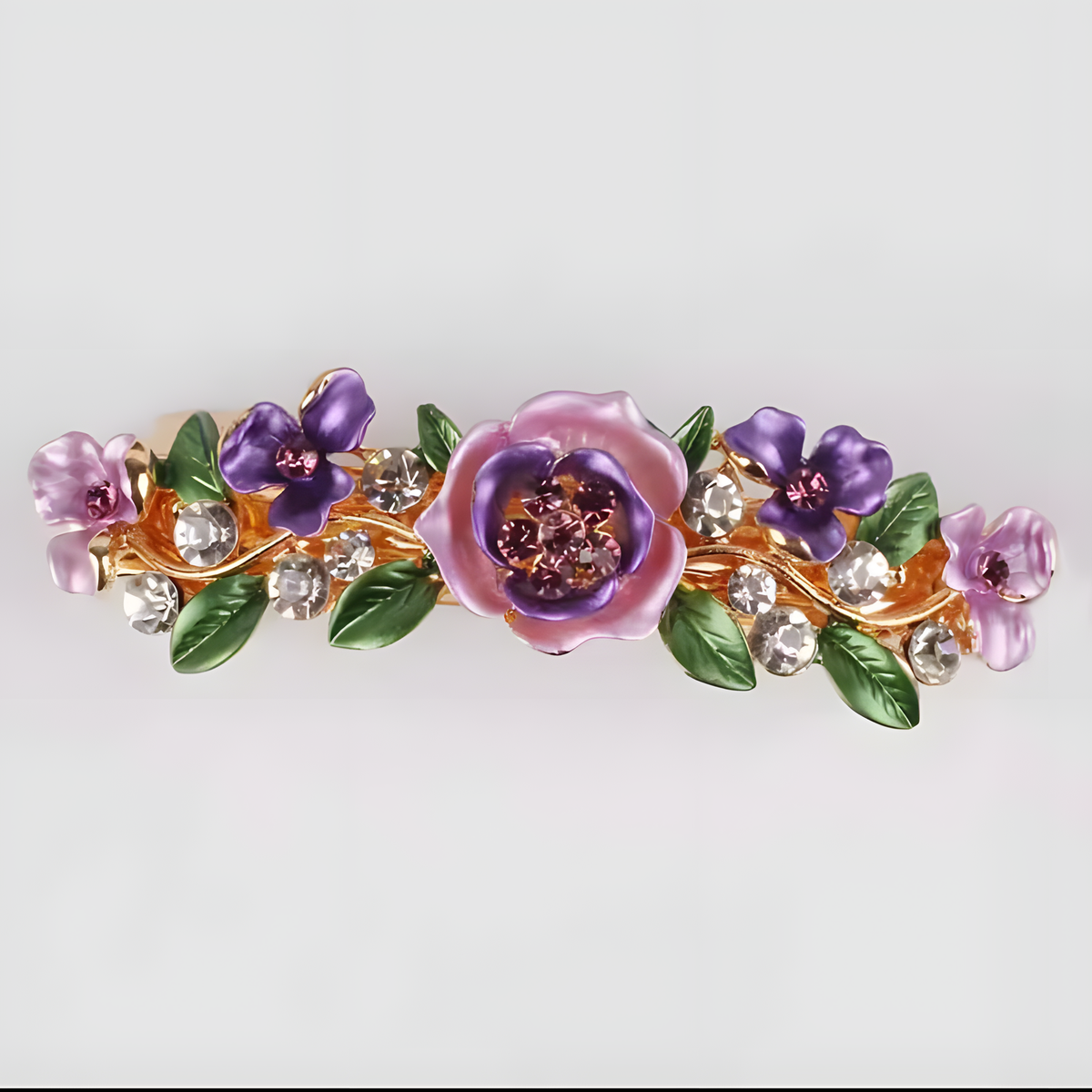 Enamel Flower Rhinestone Barrette