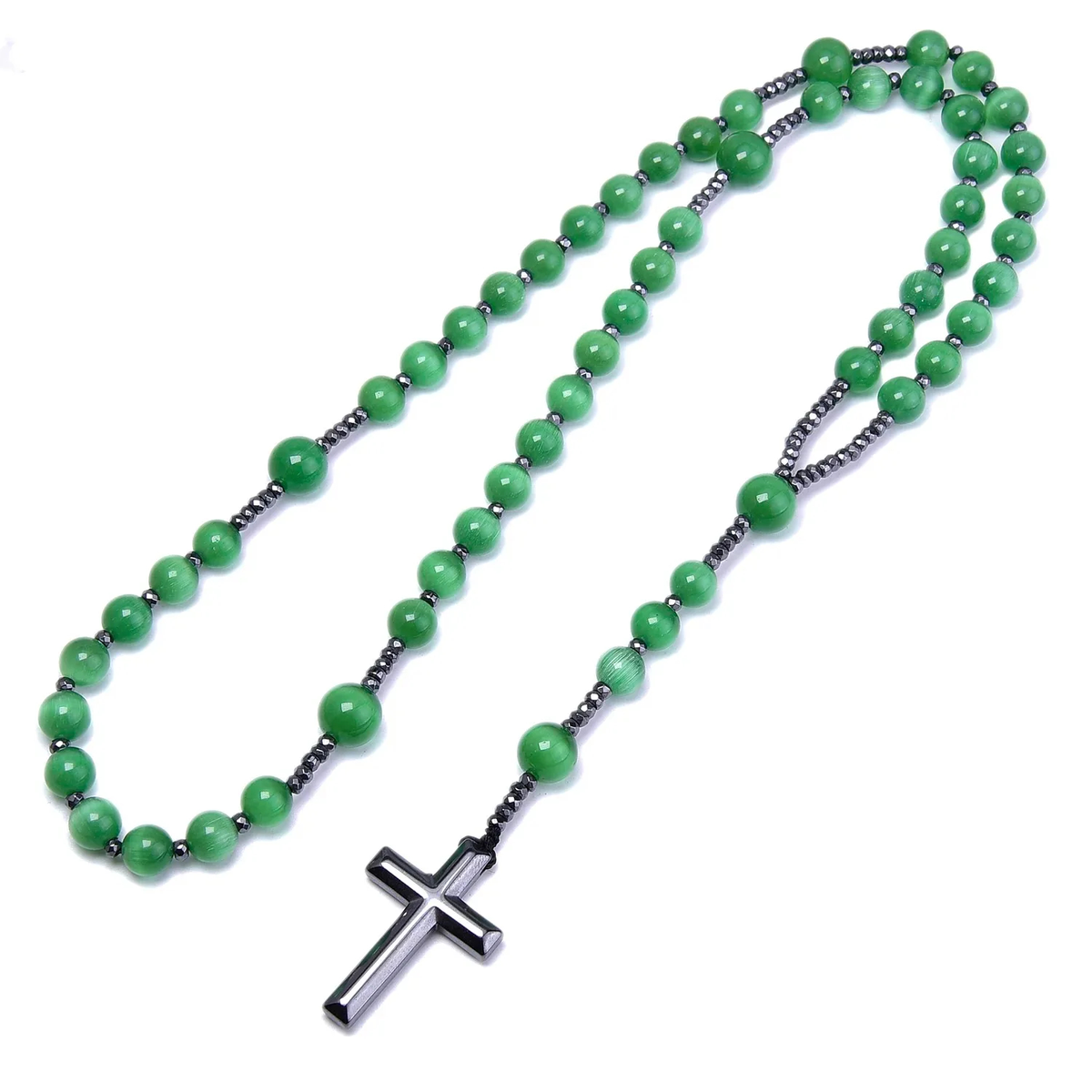 Stone Bead Cross Necklace