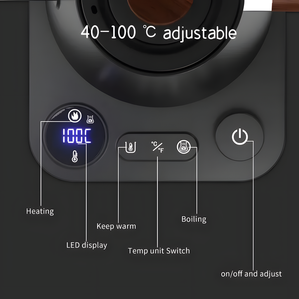 Wood-Accent Temperature-Control Gooseneck Kettle
