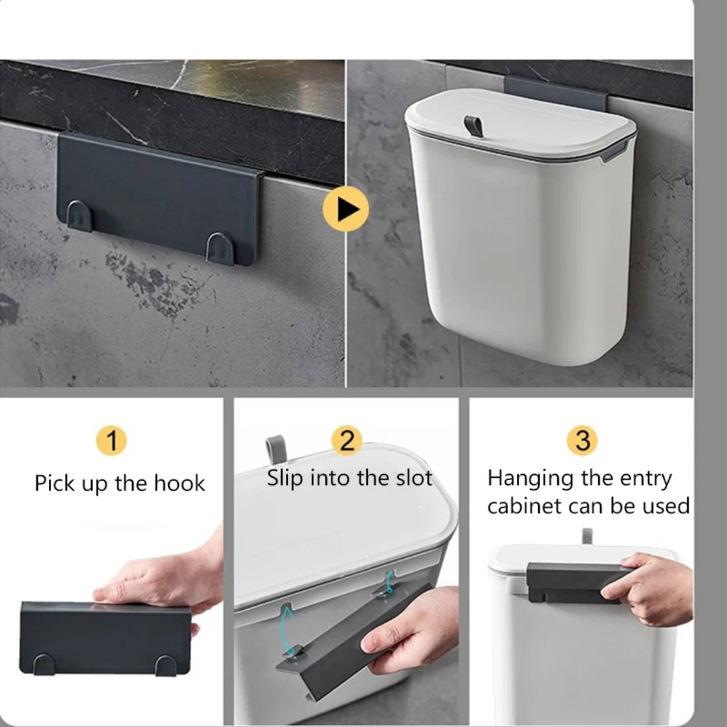 Wall-Mounted 9 L Lidded Kitchen Bin