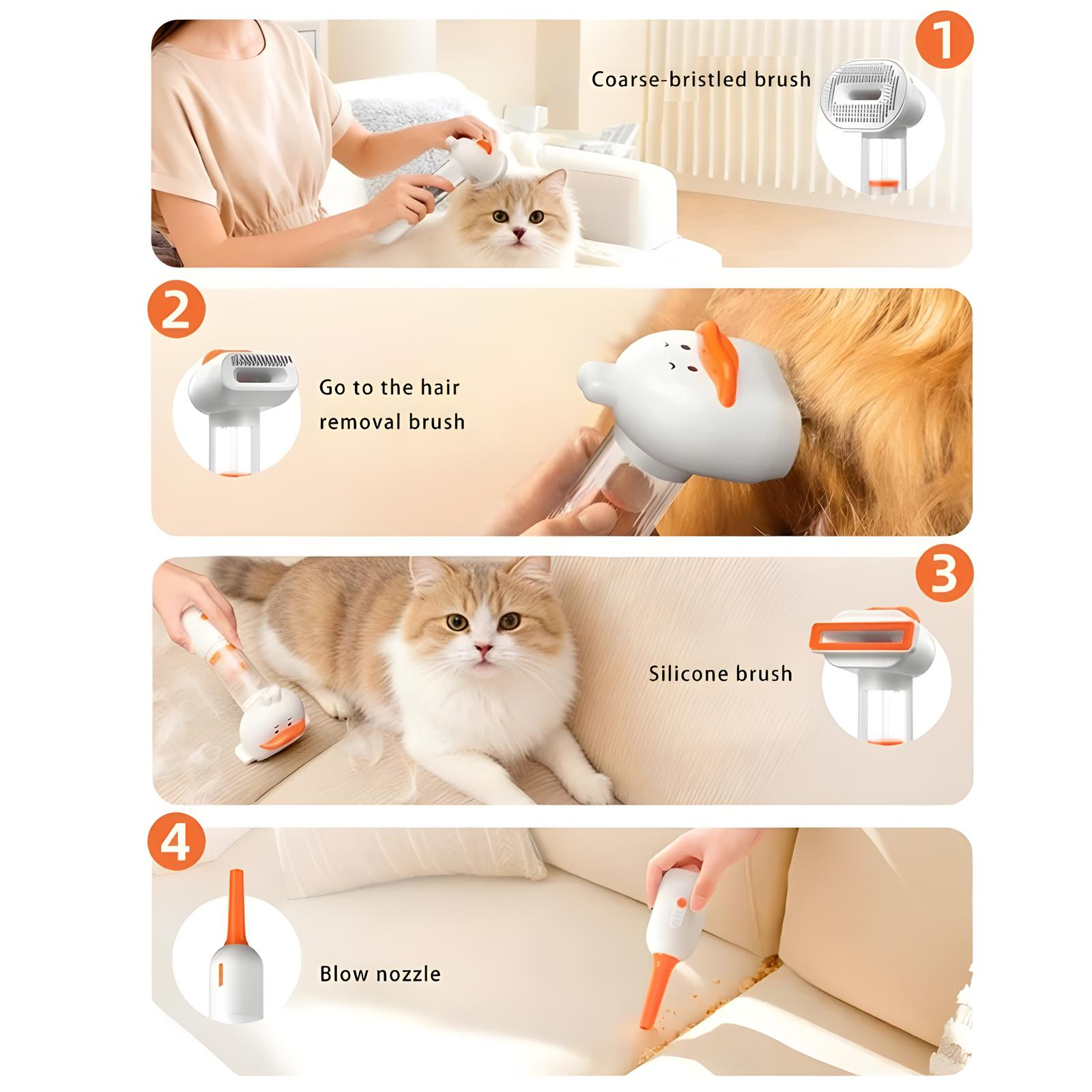 4-in-1 Electric Pet Hair Removal Brush