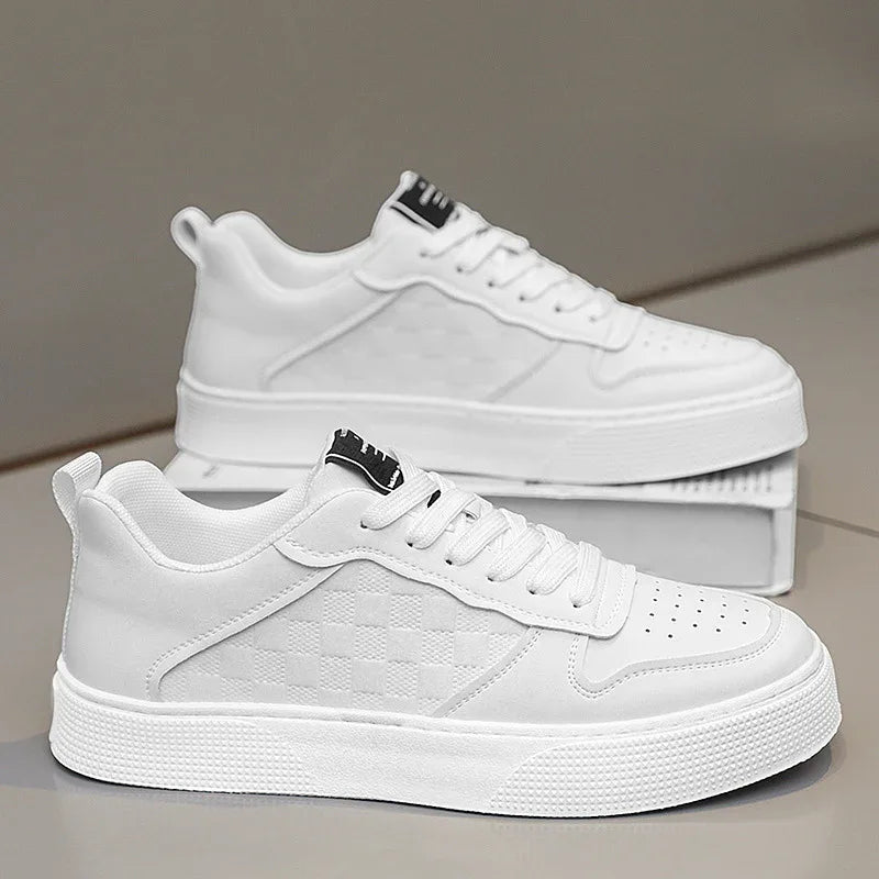 Casual Lace-Up Sneakers Men Fashion Breathable Plaid Flat Shoes